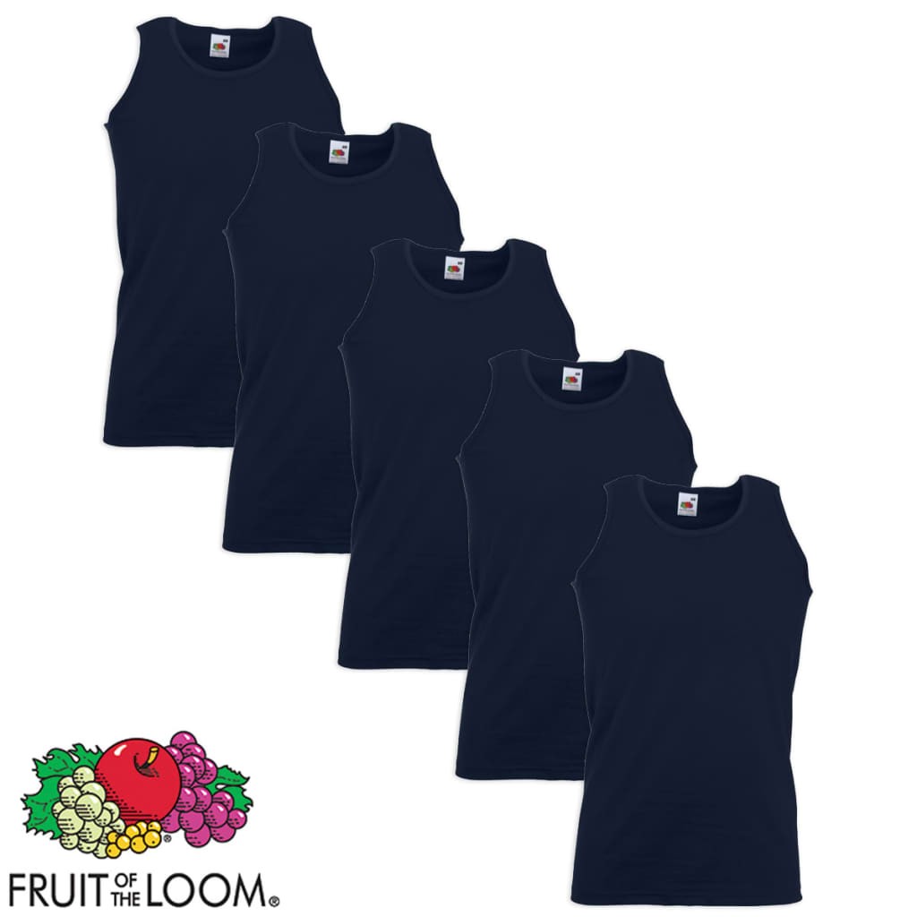 5 Fruit of the Loom Value Weight Tank Top Cotton Navy L